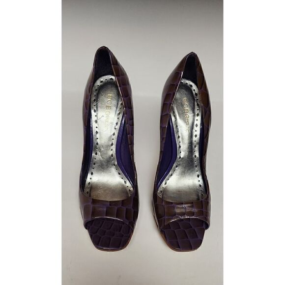 BCBG Girl Ariel Open Peep Toe Purple Patent Leather Stiletto High Heels Size 8B - Picture 5 of 7